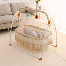 Photo 1 of LOYALHEARTDY Baby Cradle Swing 3 Speed Electric Stand Crib Auto Rocking Chair Bed with Remote Control Infant Musical Sleeping Basket for 0-18 Months Newborn Babies, KHAKI