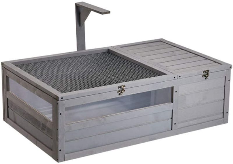 Photo 1 of AVAWING Wooden Tortoise House Large Tortoise Habitat, Indoor Tortoises Enclosure for Small Animals, Outdoor Reptile Cage, Grey
