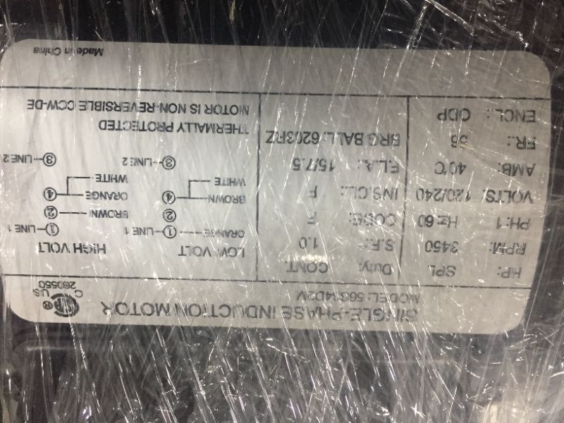 Photo 3 of 2 HP SPL 3450 RPM, 56 Frame, 120/240V, 15/7.5Amp 5/8" Shaft, Single Phase NEMA Air Compressor Motor - EM-02.