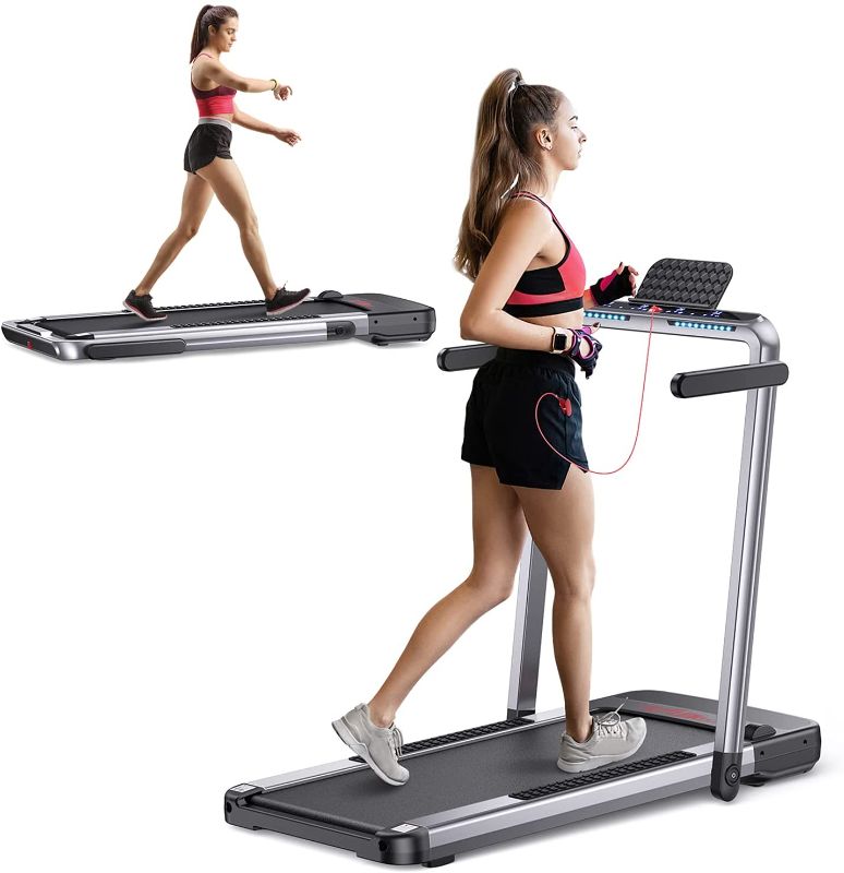 Photo 1 of FLYLINKTECH 2 in 1 Folding Treadmill, 2.25HP Electric Under Desk Treadmill with App & Remote Control, Led Display, 12 Preset Programs, Installation-Free Walking Running Treadmill for Home Office
