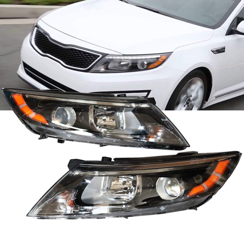 Photo 1 of Driver & Passenger Headlights Headlamps Halogen Type Set Replacement Compatible for 2011 2012 2013 Kia
