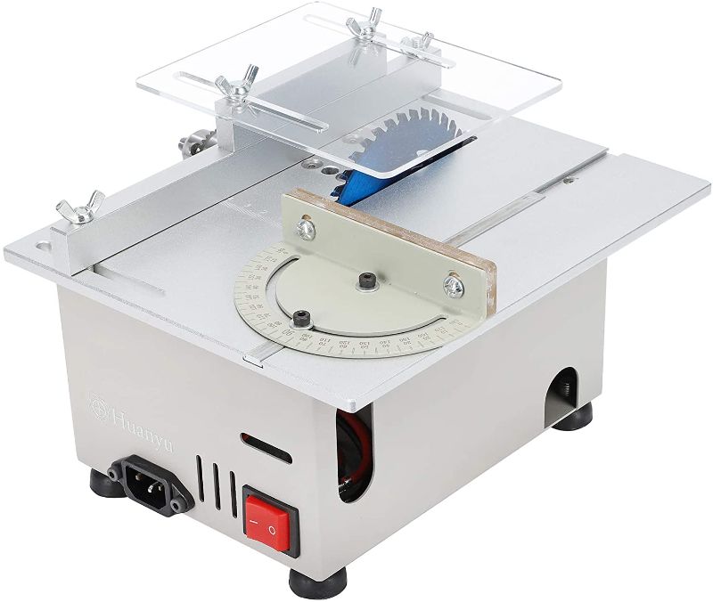 Photo 1 of Huanyu Mini Table Saw Upgraded 300W 9000RPM Precision Multifunctional Table Saws Woodworking Lathe Polishing Bench Handmade Adjustable Blade Model Electric Portable Cutting Saw For DIY Crafts (Group1)
