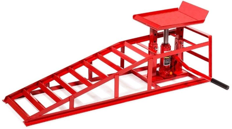 Photo 1 of Auto Ramp Low Profile Car Lift Service Ramps Truck Trailer Garage Automotive Hydraulic Lift Repair Frame 1pc (Red)

