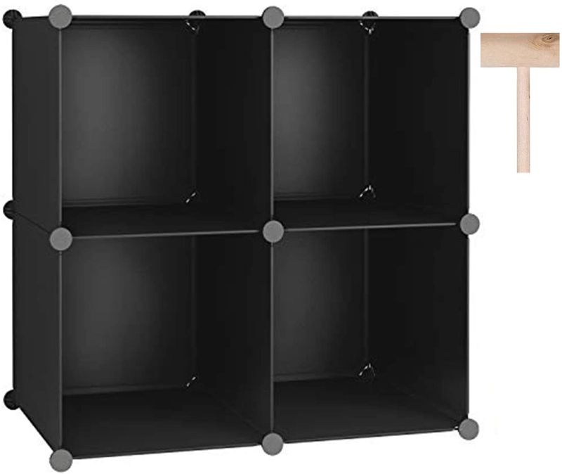 Photo 1 of Cube Storage Organizer, Shelves Units, Closet Cabinet, DIY Plastic Modular Book Shelf, Ideal for Bedroom, Living Room, Office, BLACK