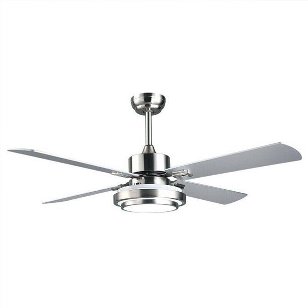 Photo 1 of 5 Stainless Reversible Blade Ceiling Fan Light LED Chandelier w/ Remote