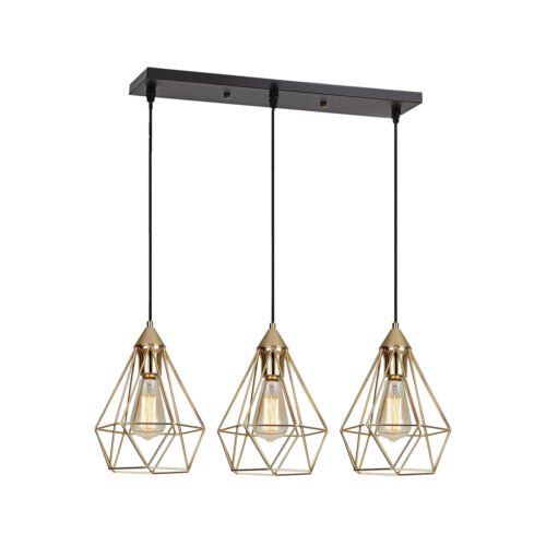 Photo 1 of Gold Lantern Pendant Light Nordic Irregular Indoor Island Pendant Light Foyer Cable Length 39.4in Adjustable (3-Light)