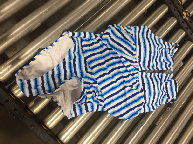 Photo 2 of Blue Watercolor Stripe One Piece Swimsuit XL