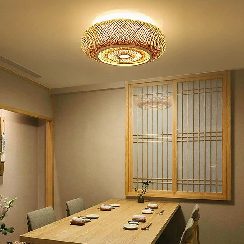 Photo 1 of CNCEST Yellow Lantern Shade Bamboo Wicker Rattan Ceiling Light Asian Art Pendant Lamp
