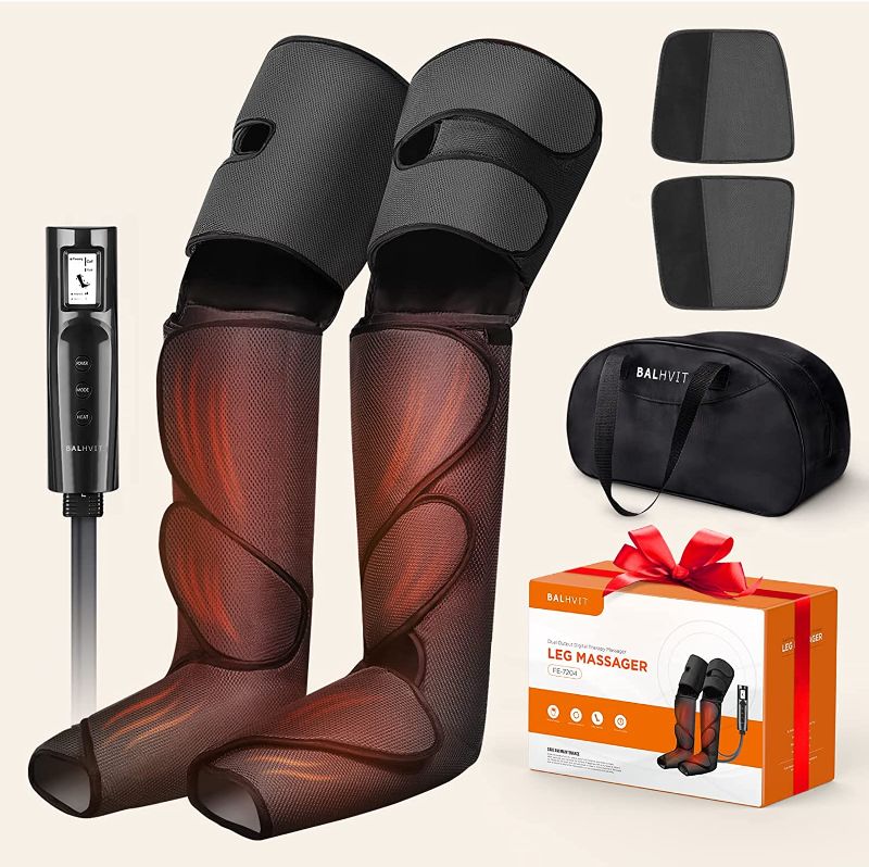 Photo 1 of Air Compression Leg Massager for Circulation with Heat, Shiatsu Foot and Calf Massager for Relaxation with LCD Handheld Controller & 3 Modes 3 Intensities, Adjustable Wraps for All, Gifts for Mom Dad
