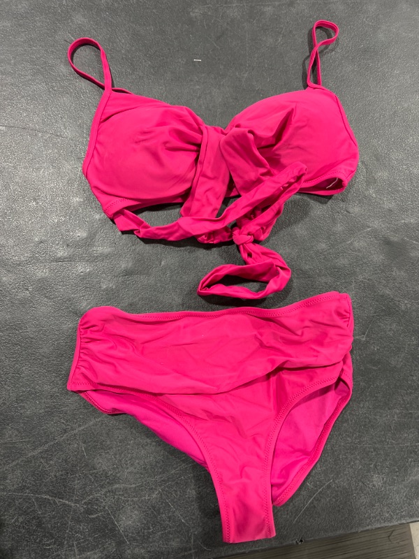 Photo 1 of  Fuchsia Wrap Ruched Back Hook Bikini Size-M