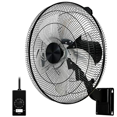 Photo 1 of HealSmart 18 Inch Household Commercial Wall Mount Fan, 90 Degree Horizontal Oscillation, 5 Speed Settings, Black, 1-Pack