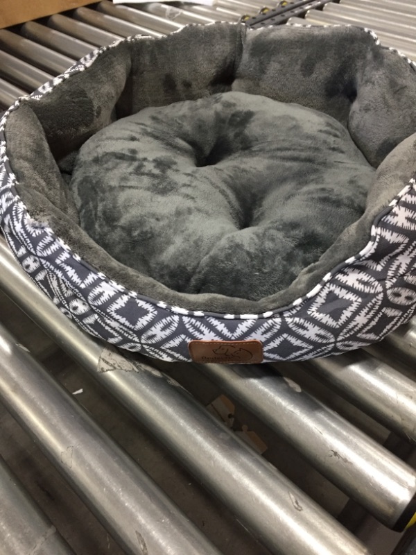Photo 2 of Bedsure Small Dog Bed for Small Dogs Washable - Cat Bed for Indoor Cats, Round Super Soft Plush Flannel Puppy Beds, Slip-Resistant Oxford Bottom, Coin Print Grey