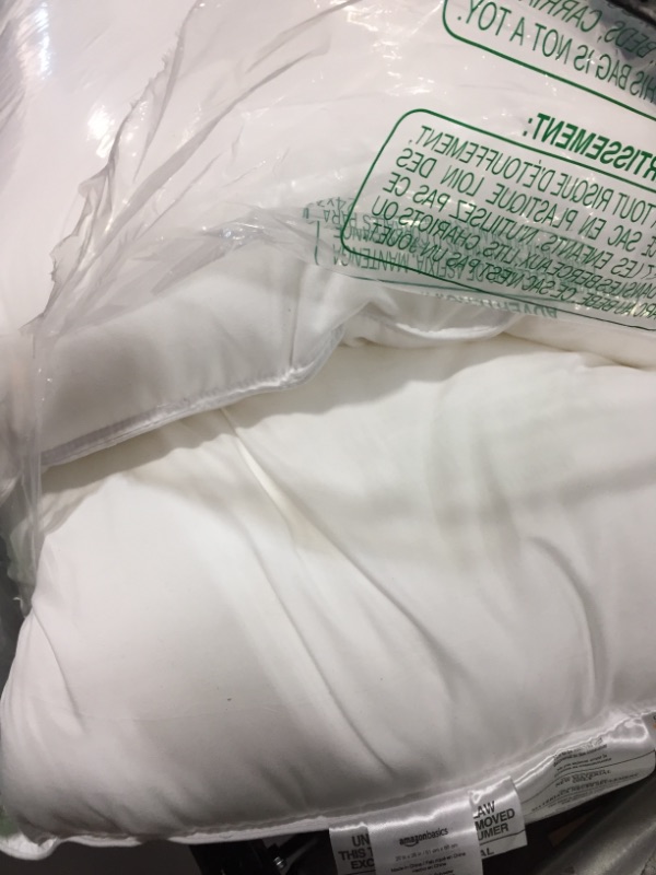 Photo 1 of Amazon Basics Down-Alternative Pillows, Soft Density for Stomach and Back Sleepers - Standard, 2-Pack