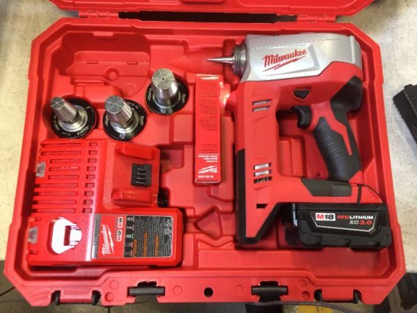 Photo 5 of MILWAUKEE M18 18-VOLT LITHIUM-ION CORDLESS 3/8 IN. TO 1-1/2 IN EXPANSION TOOL KIT WITH 3 HEADS, TWO 3.0AH BATTERIES
