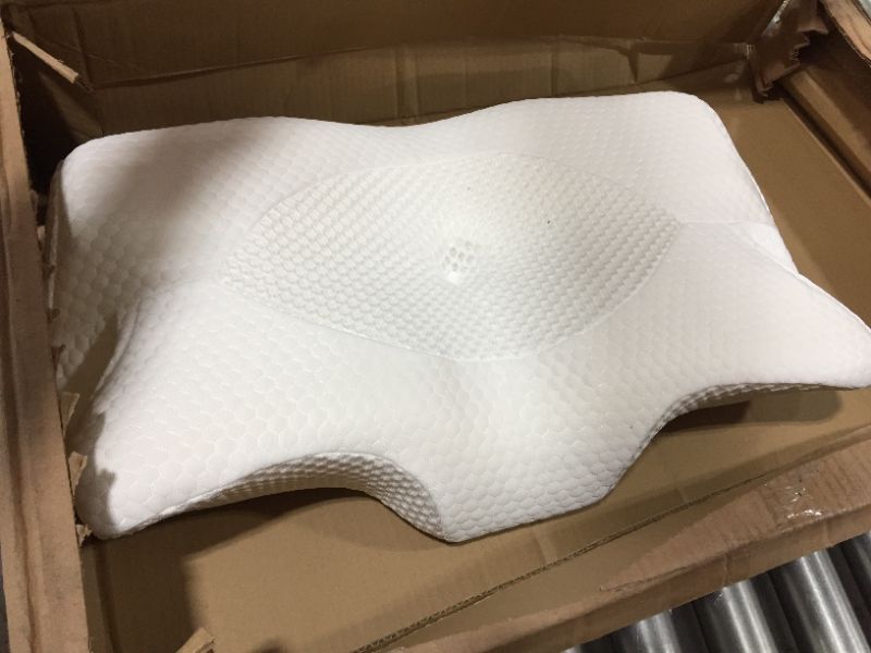 Photo 2 of Cervical Memory Foam Pillow, Contour Pillows for Neck and Shoulder Pain, Ergonomic Orthopedic Sleeping Neck Contoured Support Pillow for Side Sleepers, Back and Stomach Sleepers (White)
