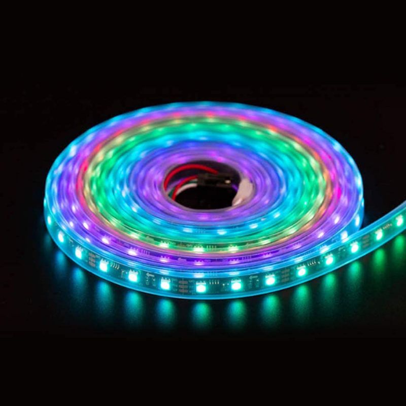 Photo 1 of FAVOLCANO 5m/16.4ft 300LEDS WS2811 LED Light Strip, Programmable and Individually Addressable, 5050 RGB LED Rope Waterproof IP67 Black PCB
