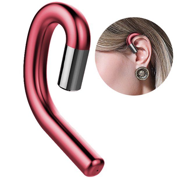 Photo 1 of Bluetooth Headphones, Noise Cancelling Handsfree Headset Ear-Hook Wireless Headphones with Microphone for Smart Phones Red
