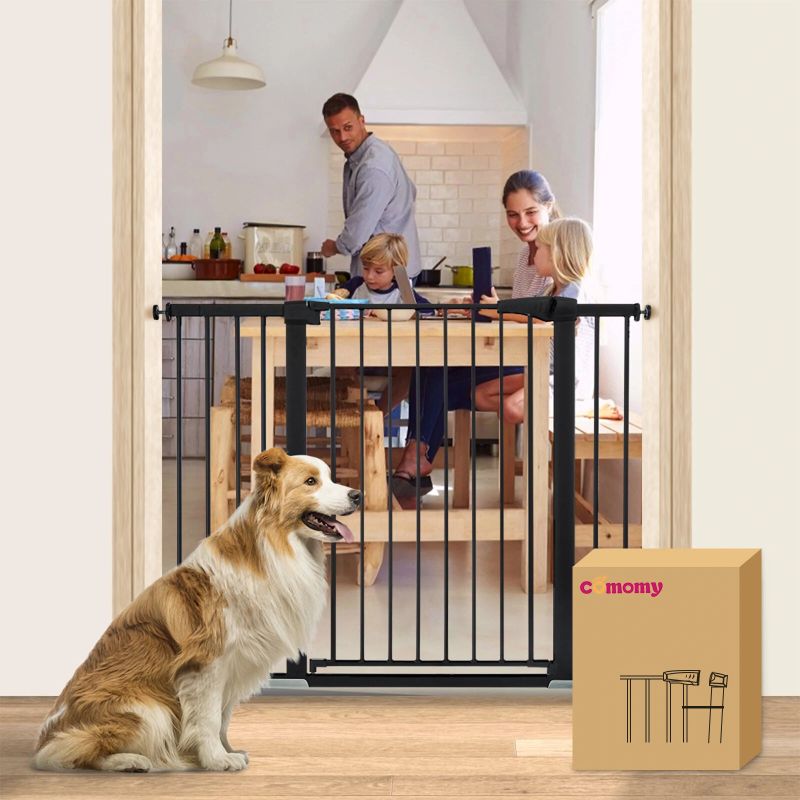 Photo 1 of KingSo Extra Wide Baby Gate Fences 36 Tall Adjustable Auto Close Pet Swing Door Outside Stairs Doorways Barriers - Black

