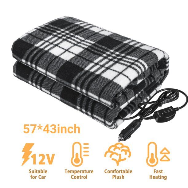 Photo 1 of Tvird 12V Car Heated Blanket, Electric Heating Blanket for Travel Truck SUV Seden, 59x43'' Winter Warming Cover, with Temperature Controller
