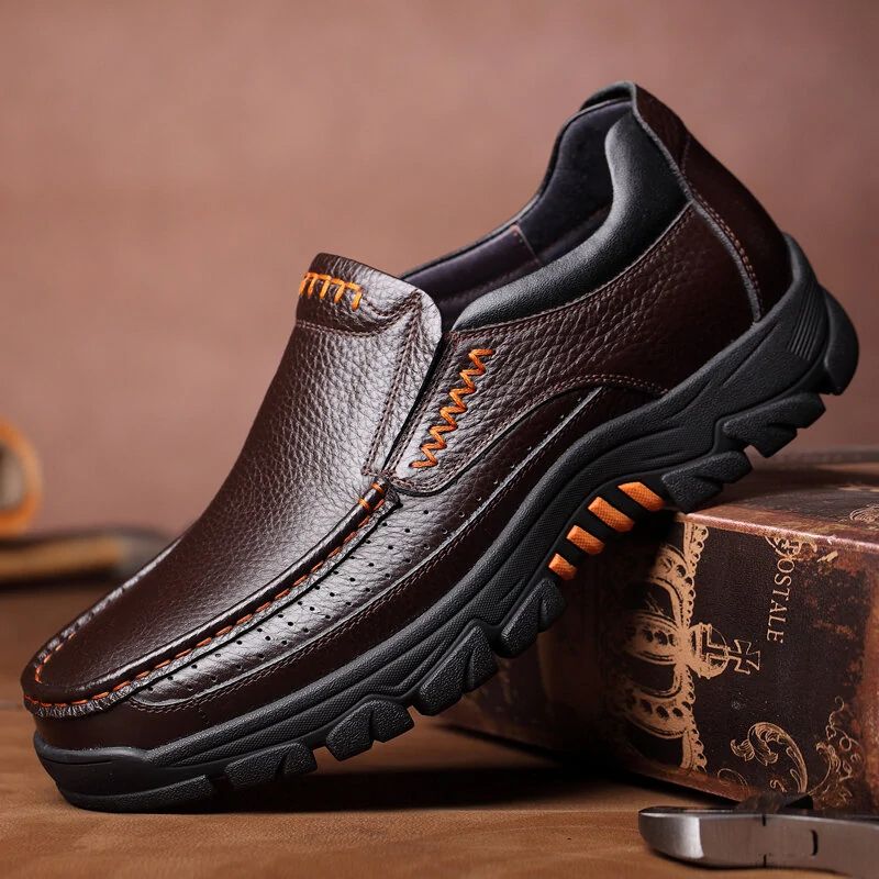 Photo 1 of Men Genuine Cow Leather Waterproof Comfy Non Slip Soft Slip On Casual Oxfords - SIZE 10
