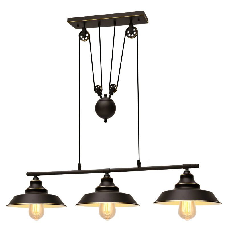 Photo 1 of KingSo 78" x 35" AC110V 60W 3-Lights Pulley Pendant Chandelier Kitchen Island Light Fixture
