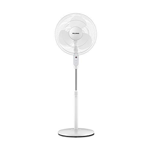 Photo 1 of PELONIS 2021 16'' Pedestal Remote Control Oscillating Stand Up Fan 7-Hour Timer, 3-Speed and Adjustable Height, PFS40A4BWW, Supreme 16"-White