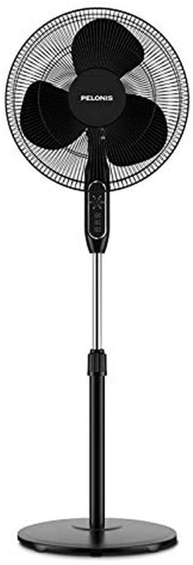 Photo 1 of PELONIS 16'' Pedestal Remote Control, Oscillating Stand Up Fan 7-Hour Timer, 3-Speed and Adjustable Height, PFS40A4BBB, Supreme 16"-Black
