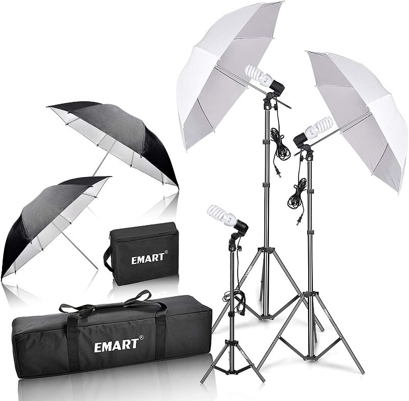 Photo 1 of EMART 600W Photography Photo Video Portrait Studio Day Light Umbrella Continuous Lighting Kit
