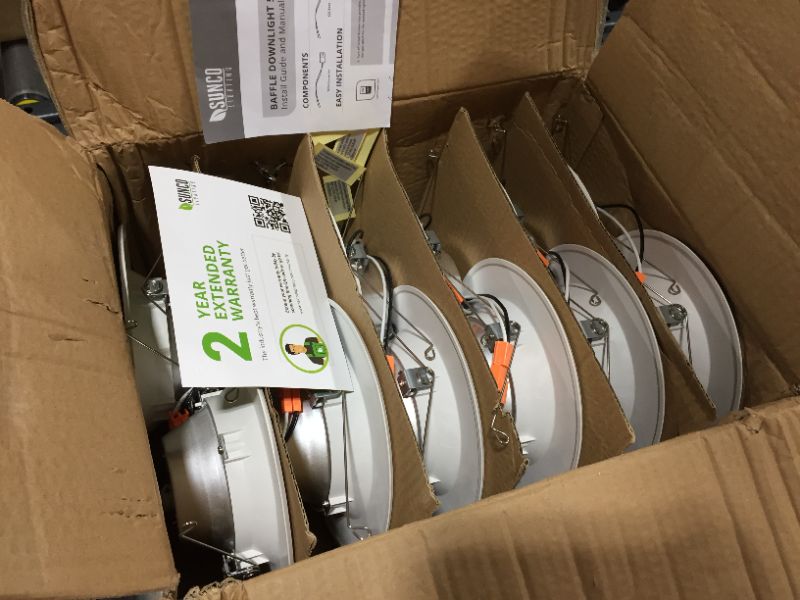 Photo 2 of Sunco Lighting 12 Pack 5/6 Inch LED Recessed Downlight, Baffle Trim, Dimmable, 13W 75W, 5000K Daylight, 965 LM, Damp Rated, Simple Retrofit Installation - UL + Energy Star