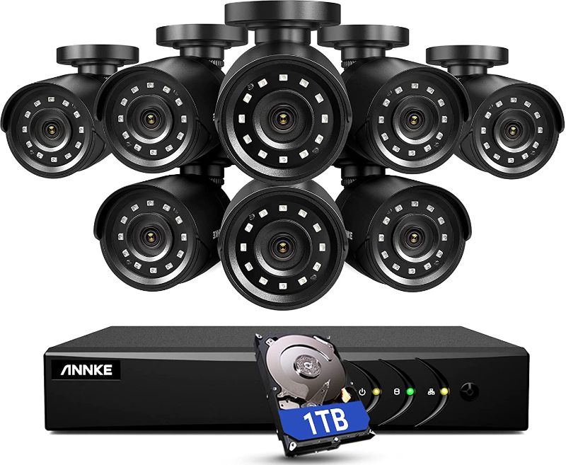 Photo 1 of ANNKE 5MP Lite Security Camera System Outdoor 8 Channel H.265+ DVR and 8X1920TVL IP66 Weatherproof Home CCTV Cameras, Smart Playback, Instant Email Alert with Images, 1TB Hard Drive - E200
