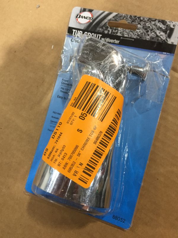 Photo 2 of Danco 88052 Tub Spout With Front Diverter, Metal, Chrome, For: 1/2 In Ips Threaded Connection
