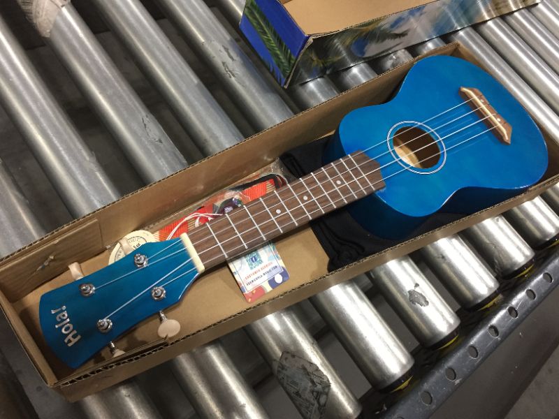 Photo 2 of Hola! Music Hm-21bu Soprano Ukulele Bundle with Canvas Tote Bag, Strap and Picks, Blue