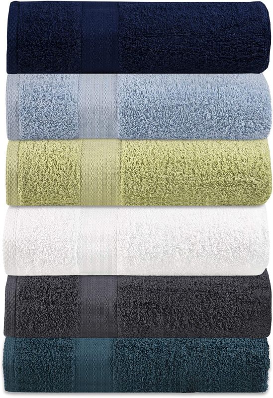 Photo 1 of Glamburg Premium Cotton 6 Pack Bath Towel Set - 100% Pure Cotton - Multicolor Pack - 6 Bath Towels 27x54 - Ideal for Everyday use - Ultra Soft & Highly Absorbent
