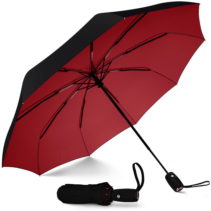Photo 1 of EEZ-Y Windproof Travel Umbrellas for Rain - Lightweight, Strong, Compact with & Easy Auto Open/Close Button for Single Hand Use - Double Vented Canopy for Men & Women
