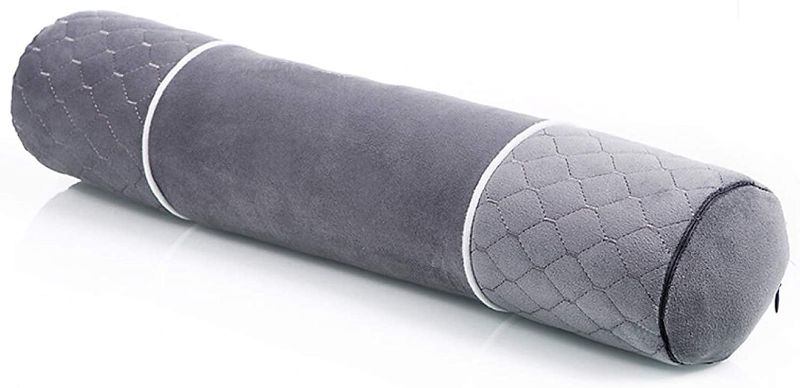 Photo 1 of Alibo Gray Bolster Neck Round Roll Support Bed Pillow 18.9" x3.9" with Washable Pillowcase Pain Relief Cervical Pillow,Back Sleeping Head Rest.
