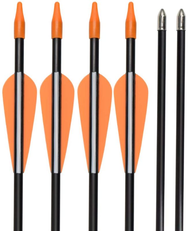Photo 1 of Elong Fiberglass Arrows Archery 28 Inch Target Shooting Practice Safetyglass Recurve Bows Suitable for Youth Children Woman Beginner, 6 COUNT
