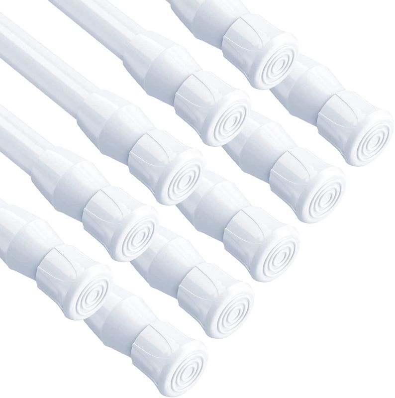 Photo 1 of HAOYUNTE 10Pcs Adjustable Tension Curtain Rods Extendable Spring Poles - 23.6-43inch(60-110cm) For DIY Projects Kitchen, Bathroom, Cupboard, Wardrobe, Window, Bookshelf(White)
