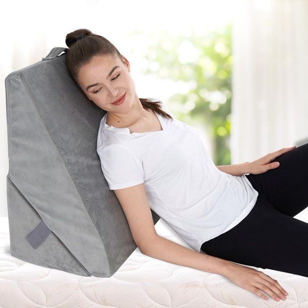 Photo 1 of Bed Wedge Pillow, Back Support Memory Foam - Adjustable & Folding Incline Cushion for Anti Snoring, Heartburn - Washable Cover
