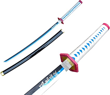 Photo 1 of Blazing S. Fantasy Anime Replica Demon Hunting Blue Water Hashira Nichirin Samurai Sword, 31 INCH