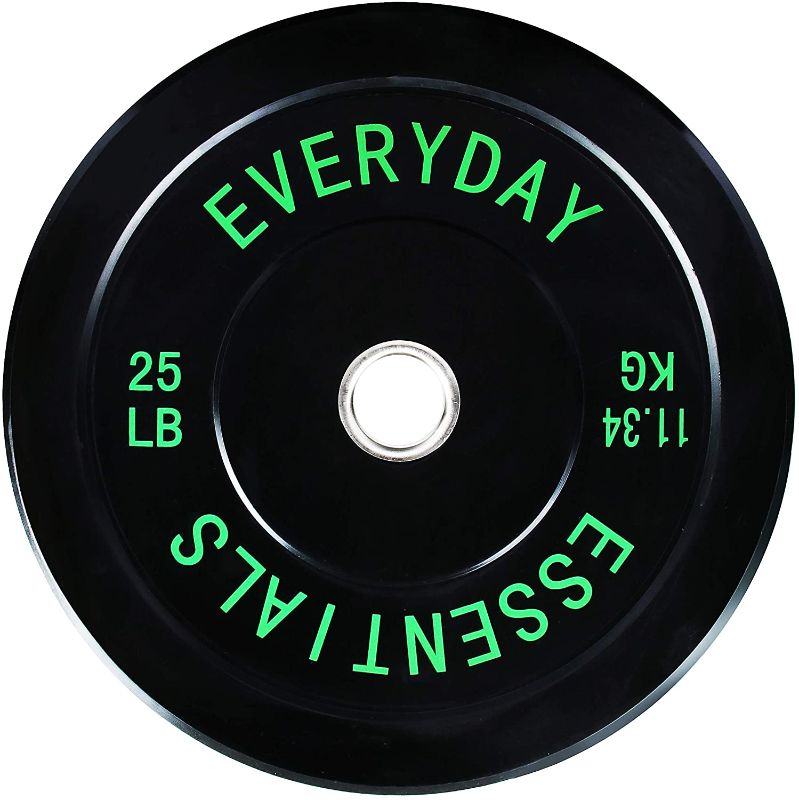 Photo 1 of BalanceFrom Everyday Essentials Color Coded Olympic Bumper Plate Weight Plate Steel Hub, Black
