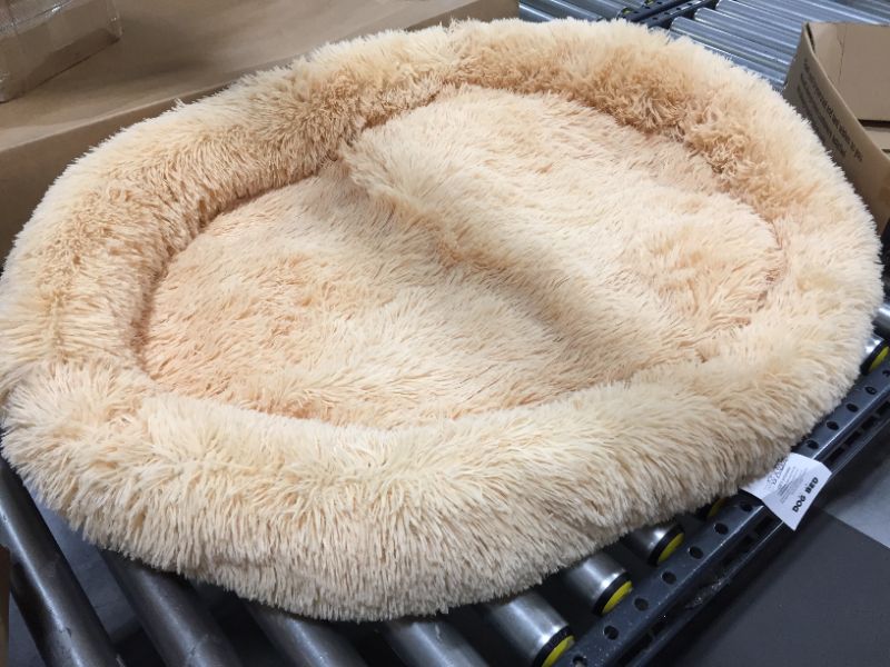 Photo 1 of 32 INCH WIDTH CREME FUZZY DOG BED DONUT