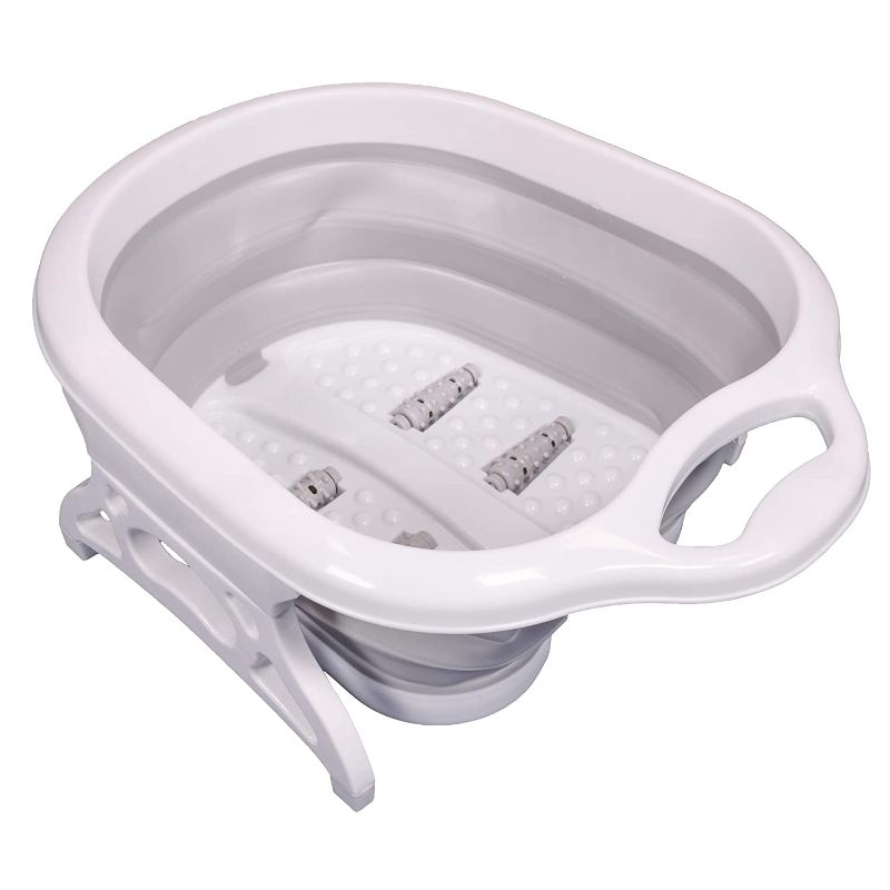 Photo 1 of ZenToes Collapsible Foot Soaking Bath Tub with Massage Rollers for Sore Feet - Stress and Tension Relief - Foldable Portable Pedicure Spa Basin (Gray)