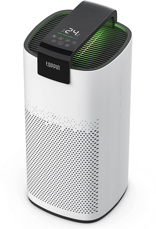 Photo 1 of TOPPIN Air Purifiers for Home Large Room Up to 410ft², TPAP005 H13 HEPA Filter Purifier for Bedroom, Air Cleaner Capture 99.97% Pets Hair, Smoke, Dust, Pollen, Air Quality Indicator, Auto Mode, Timer
