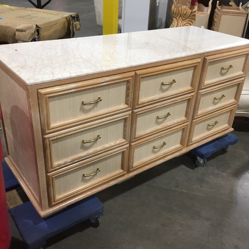 Photo 2 of 3 DRAWER W/ 2 CABINET WOODEN DRESSER 26"W x 73"L x 35"H
