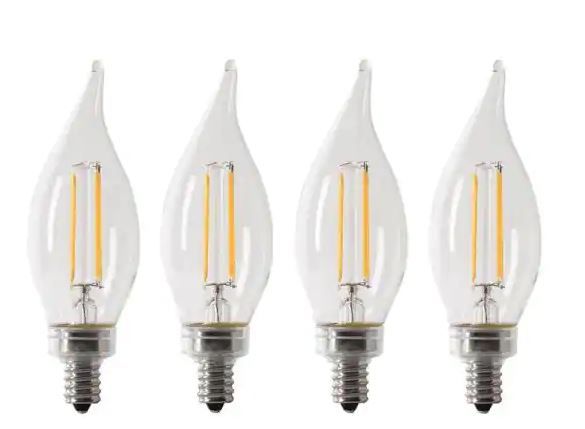 Photo 1 of Feit Electric 60-Watt Equivalent CA10 Candelabra Dimmable Filament CEC Clear Chandelier E12 LED Light Bulb, Daylight 5000K(4-Pack)
