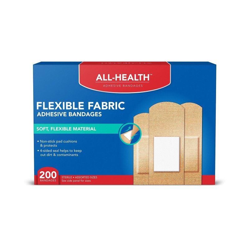 Photo 1 of All Health Flexible Fabric Adhesive Bandages Assorted Sizes Variety Pack 200 ct
