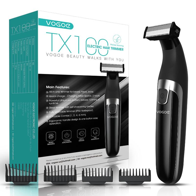 Photo 1 of VOGOE Beard Trimmer for Men Electric Shaver for Mustache Body Head All-in-One Cordless Groomer Hair Clippers and Adjustable Facial Grooming kit Rechargeable Waterproof TX100
