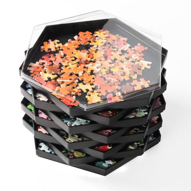 Photo 1 of Becko US Stackable Puzzle Sorting Trays Jigsaw Puzzle Sorters with Lid (Black)