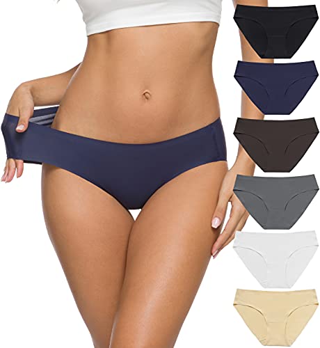 Photo 1 of Women’s Seamless Hipster Underwear No Show Panties Soft Stretch Bikini Underwears Multi-Pack Lg
  