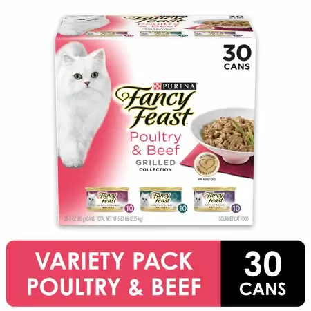 Photo 1 of (30 Pack) Fancy Feast Gravy Wet Cat Food Variety Pack, Poultry & Beef Grilled Collection, BEST BY JUL 2023